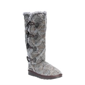 Muk Luks Felicity Knitted Tall Boots Grey Womens
